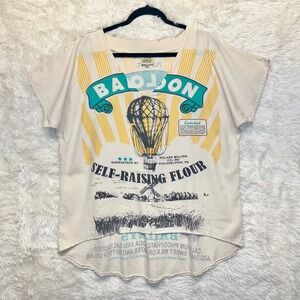 Jaded Gypsy Women's S/M Flour Sack Top  Balloon Flour Graphic Oversized